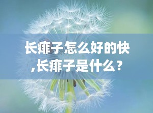 长痱子怎么好的快,长痱子是什么？