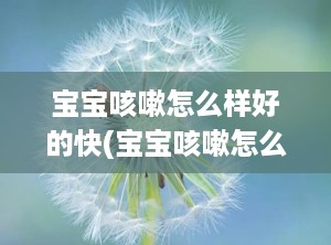 宝宝咳嗽怎么样好的快(宝宝咳嗽怎么样好得快)