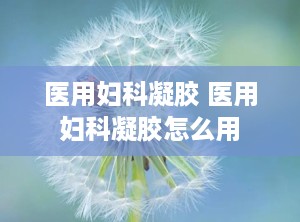 医用妇科凝胶 医用妇科凝胶怎么用