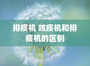 排痰机 咳痰机和排痰机的区别