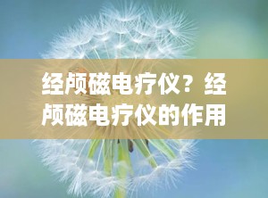 经颅磁电疗仪？经颅磁电疗仪的作用