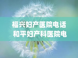 福兴妇产医院电话 和平妇产科医院电话号码