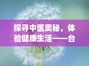 探寻中医奥秘，体验健康生活——台州市中医院（台州市中医院是三甲医院吗）