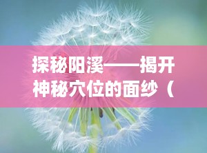 探秘阳溪——揭开神秘穴位的面纱（阳溪的准确位置图作用功效）