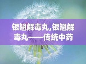 银翘解毒丸,银翘解毒丸——传统中药的辛凉解表、清热解毒之道