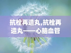 抗栓再造丸,抗栓再造丸——心脑血管疾病患者的福音