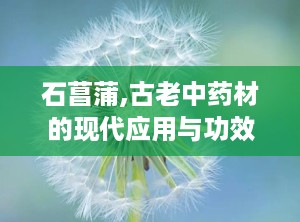 石菖蒲,古老中药材的现代应用与功效解析