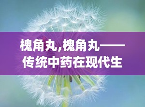 槐角丸,槐角丸——传统中药在现代生活中的应用