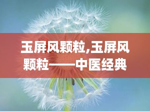 玉屏风颗粒,玉屏风颗粒——中医经典方剂在现代生活中的应用