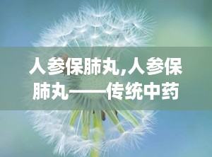 人参保肺丸,人参保肺丸——传统中药与现代科技的完美结合