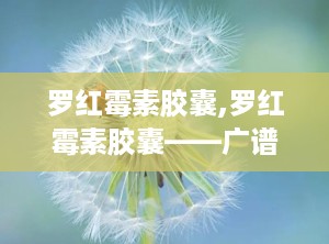 罗红霉素胶囊,罗红霉素胶囊——广谱抗菌药物，守护您的健康