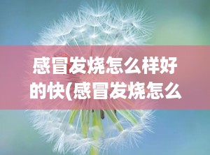 感冒发烧怎么样好的快(感冒发烧怎么样好得快)