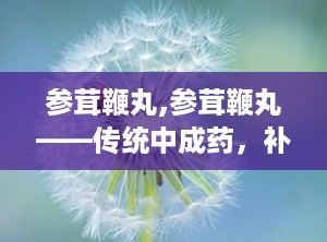 参茸鞭丸,参茸鞭丸——传统中成药，补肾壮阳的神奇疗效