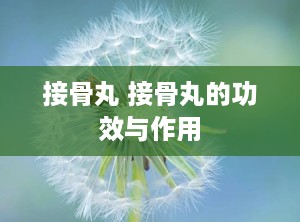 接骨丸 接骨丸的功效与作用