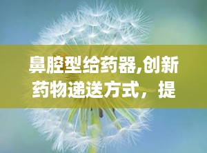 鼻腔型给药器,创新药物递送方式，提升治疗效果