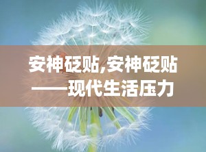 安神砭贴,安神砭贴——现代生活压力下的健康守护神