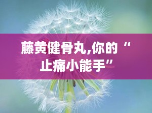 藤黄健骨丸,你的“止痛小能手”