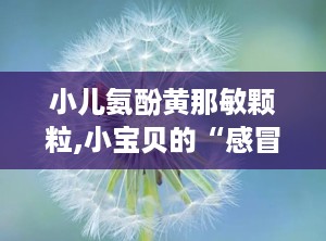 小儿氨酚黄那敏颗粒,小宝贝的“感冒小助手”