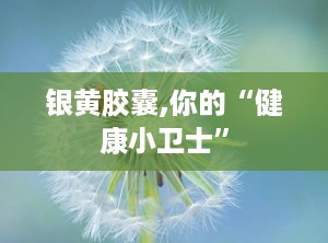 银黄胶囊,你的“健康小卫士”