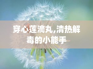 穿心莲滴丸,清热解毒的小能手