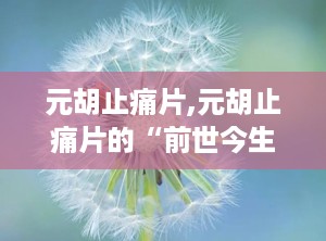 元胡止痛片,元胡止痛片的“前世今生”