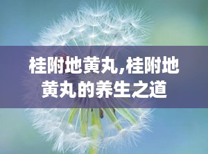 桂附地黄丸,桂附地黄丸的养生之道