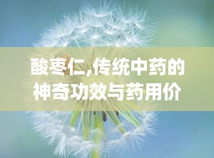 酸枣仁,传统中药的神奇功效与药用价值