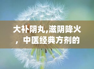 大补阴丸,滋阴降火，中医经典方剂的现代应用解析