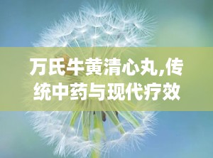 万氏牛黄清心丸,传统中药与现代疗效的完美结合